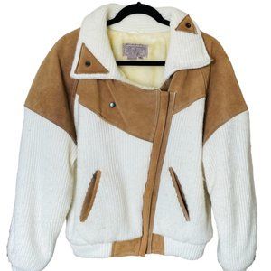 Karizma Vintage Nappa Leather Canadian Knit Fuzzy Interior Bomber SZ Medium